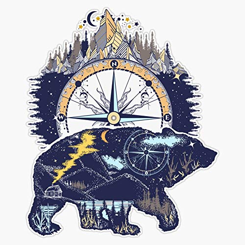 Bear and Mountains Sticker Vinyl Decal Bumper Sticker 5"