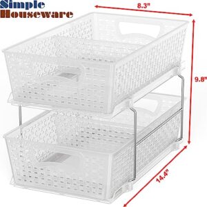 Simple Houseware 2 Tier Bathroom Organizer Tray Pull-Out Sliding Drawer/Under-Sink Storage, Clear