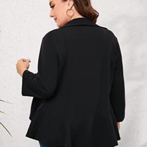 KOJOOIN Womens Plus Size Casual Long Sleeve Blazer Open Front Cardigan Work Office Jacket Suit Blazer Black 4XL