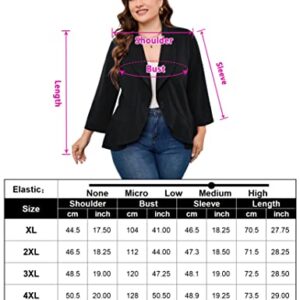 KOJOOIN Womens Plus Size Casual Long Sleeve Blazer Open Front Cardigan Work Office Jacket Suit Blazer Black 4XL