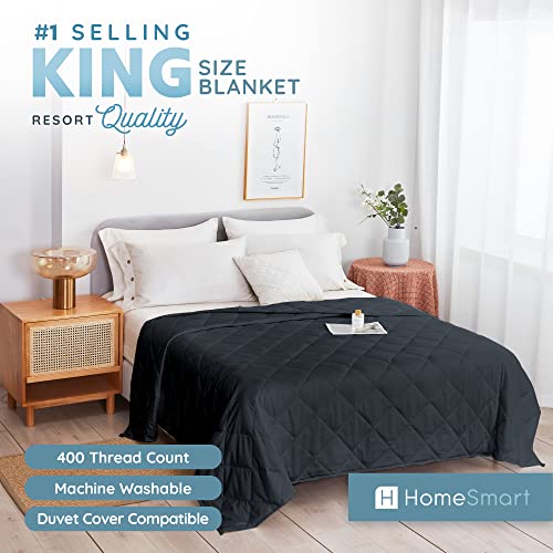 Black Weighted Blanket 50lbs King Size & California King for Adults & Couples - 400 Thread Count Ultra Soft (88"x96")