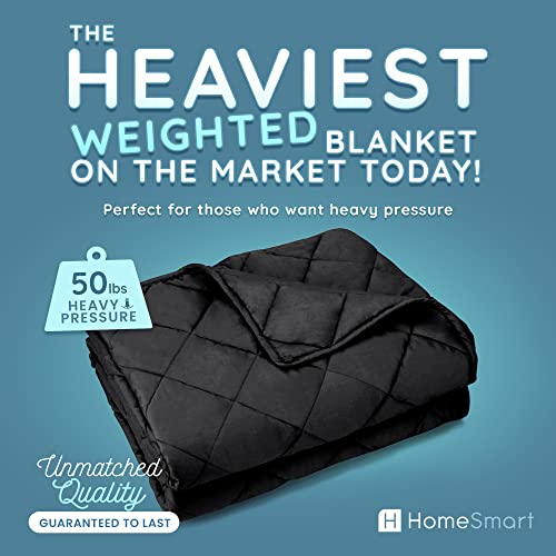 Black Weighted Blanket 50lbs King Size & California King for Adults & Couples - 400 Thread Count Ultra Soft (88"x96")