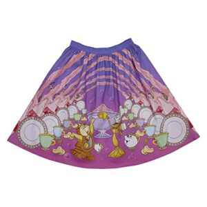 loungefly stitch shoppe disney beauty and the beast 'be our guest' sandy skirt, size medium