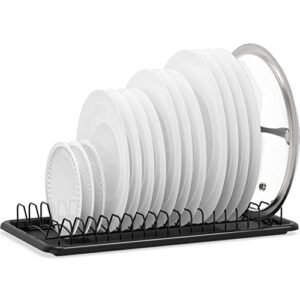 Simple Houseware Plate Drying Rack with Drainboard, Black