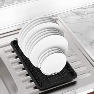 Simple Houseware Plate Drying Rack with Drainboard, Black