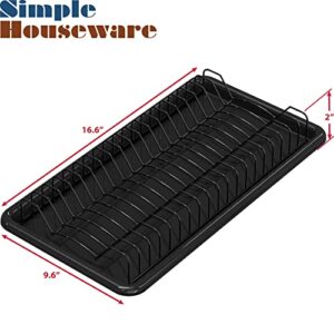 Simple Houseware Plate Drying Rack with Drainboard, Black