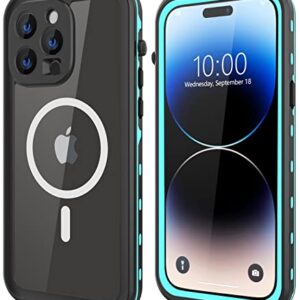 Guirble Design for iPhone 14 Pro Waterproof Case,Phone Case for iPhone 14 Pro with Screen Protector,Protective Case for iPhone 14 Pro 6.1''(Turquoise)