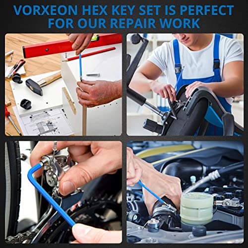 VORXEON 9PCS Allen Wrench Hex Key Set, Metric Long Ball End Allen Key Set L-key with Visible Coding for Bike Motorcycle Repair Furniture Assembly Household DIY (1.5mm-10mm)