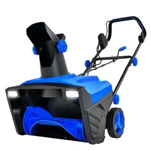 goplus snow blower, 120v 15a electric snow thrower with 180° rotatable chute & folding handle for yard driveway, 20 x 10 inches clearing path, 30 feet throwing distance (blue)