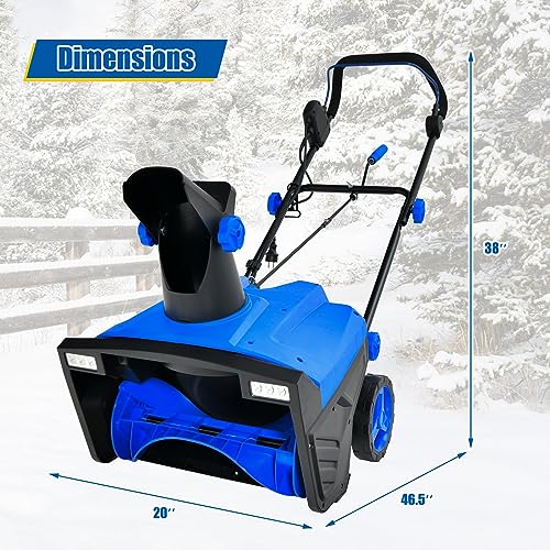 Goplus Snow Blower, 120V 15A Electric Snow Thrower with 180° Rotatable Chute & Folding Handle for Yard Driveway, 20 x 10 Inches Clearing Path, 30 Feet Throwing Distance (Blue)