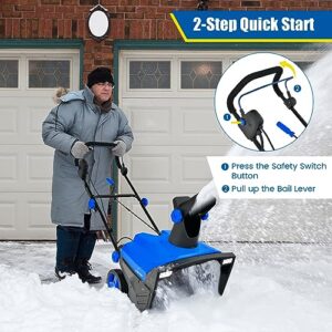 Goplus Snow Blower, 120V 15A Electric Snow Thrower with 180° Rotatable Chute & Folding Handle for Yard Driveway, 20 x 10 Inches Clearing Path, 30 Feet Throwing Distance (Blue)