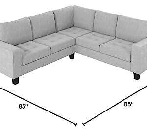 Goohome Sectional, L-Shaped Storage Ottoman/2 Cup Holder,Modular Comfortable Upholstered Couches with Extra Wide Chaise Lounge,Sofas for Home/Office Living Room Furniture Sets, Black