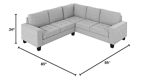 Goohome Sectional, L-Shaped Storage Ottoman/2 Cup Holder,Modular Comfortable Upholstered Couches with Extra Wide Chaise Lounge,Sofas for Home/Office Living Room Furniture Sets, Black