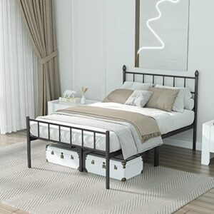 uyuk full size metal platform bed frame with headboard, non-slip without noise, heavy duty easy assembly