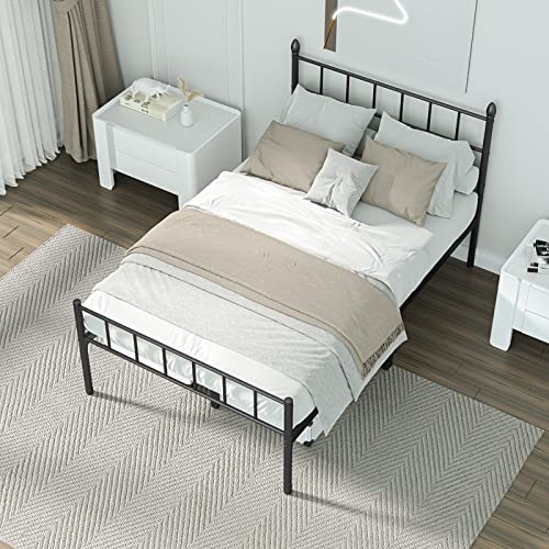 UYUK Full Size Metal Platform Bed Frame with Headboard, Non-Slip Without Noise, Heavy Duty Easy Assembly