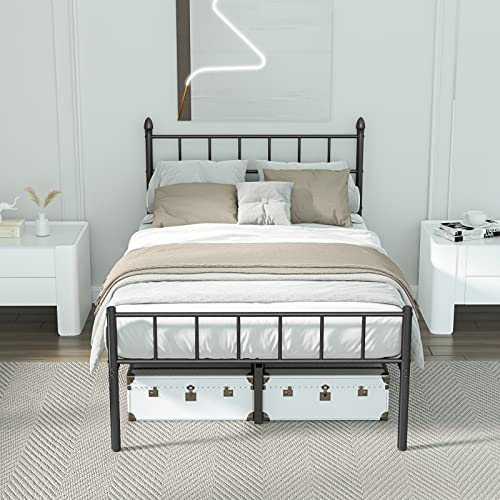 UYUK Full Size Metal Platform Bed Frame with Headboard, Non-Slip Without Noise, Heavy Duty Easy Assembly