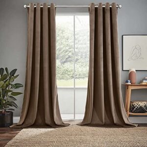 Royal Tradition Velvet Heavyweight Grommet Top Window Curtains, Set of 2 (52" Wx84 L) Solid Panels, Taupe