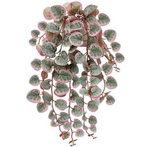 briful fake plants 16'' artificial string of hearts plants with ceramic pot faux pink white ceropegia woodii succulent plant for home bedroom table shelf office hotel decor