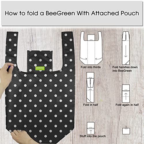 BeeGreen 6 Packs Geometry Check Reusable Grocery Bags Reusable Shopping Bags For Groceries Foldable Washable Polyester X-Large Grocery Tote Bags For Women Men Christmas