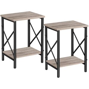 alloswell nightstands set of 2, end tables with storage shelf, bedside tables x-shaped design, side tables for living room, bedroom, 14.6 x 10.6 x 19.9 inches, easy assembly, greige ethg2801s2g1