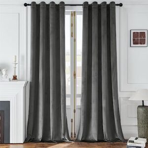 uliktree velvet curtains dark grey 2 pack - soft thickened velvet blackout drapes with grommet top, luxury darkening curtain panels window deaor for living room bedroom, w 52 x l 72 inch