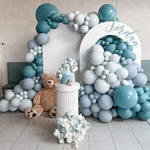 Dusty Blue Balloon Garland Blue White Balloon Arch Double Stuffed Latex Balloons Slate Blue Balloon Garland Kit For Baby Shower Birthday Wedding Anniversary Party Decorations