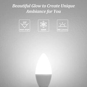 Brightever Candelabra 40W Equivalent LED Light Bulbs, 4W Candle Light Bulbs with Small E12 Base, Daylight White 5000K Ceiling Fan Lightbulbs, Type B Bulb for Wall Sconces, Non-Dimmable, Pack of 6