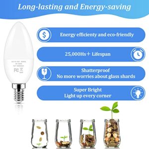 Brightever Candelabra 40W Equivalent LED Light Bulbs, 4W Candle Light Bulbs with Small E12 Base, Daylight White 5000K Ceiling Fan Lightbulbs, Type B Bulb for Wall Sconces, Non-Dimmable, Pack of 6