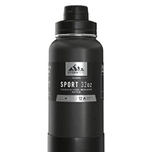 Hydrapeak 32oz Insulated Water Bottles w/Chug Lid, Water Flask, 32 Oz Water Bottle Insulated & Leak Proof, Stainless Steel Water Bottle, Travel Water Bottle, Wide Mouth, Matching Boot (Black)