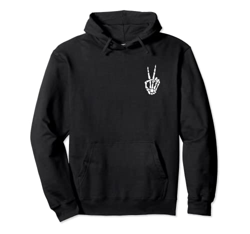 Funny Halloween Skeleton Peace Sign Pullover Hoodie