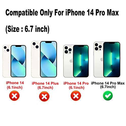 Clear Designed for iPhone 14 Pro Max Case, Cute Shockproof Military Grade Protection Hard Back Phone Case with Airbag Soft Edge, Slim Protective Bumper Cover for Women Men Girls (Black)