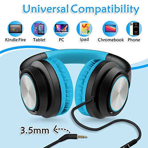 Kids Headphones with Microphone, Wired Headsets for Kid Child Teens Boys Girls with 85dB/94dB Volume Limit, Foldable Adjustable for School, Travel, 3.5mm Audio Jack for iPad, Tablet, PC, Chromebook