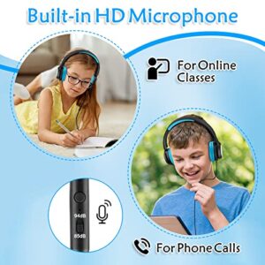 Kids Headphones with Microphone, Wired Headsets for Kid Child Teens Boys Girls with 85dB/94dB Volume Limit, Foldable Adjustable for School, Travel, 3.5mm Audio Jack for iPad, Tablet, PC, Chromebook