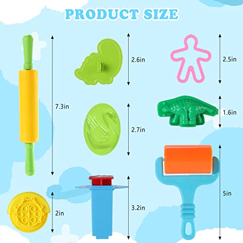 Oun Nana Playdough Tools 53 PCS Dough Tools Kits for Kids, Playdough Accessories Various Shape Molds, Animal, Dinosaur, Stamps, Scissors, Extruder, Cutters, Rollers, Dough Mat with Storage Bag