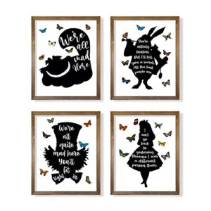 alice inspirational saying quote poster print - motivational wall art for alice fans - cheshire cat mad hatter white rabbit - alice in wonderland wall art decor - affirmation gift for women teen girl