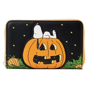 loungefly peanuts great pumpkin snoopy halloween zip around wallet