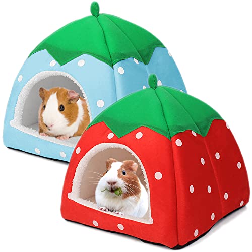 Tierecare Guinea Pig Hideout 2 Pack Guinea Pig Bed Hamster House Cage Accessories Cozy Hide-Out for Hedgehog Ferret Chinchilla&Other Small Animals