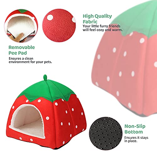 Tierecare Guinea Pig Hideout 2 Pack Guinea Pig Bed Hamster House Cage Accessories Cozy Hide-Out for Hedgehog Ferret Chinchilla&Other Small Animals