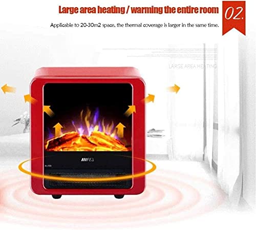 Trnni Electric Fireplace is Used for Portable Heater Electric Fireplace Stove Heater 2000W with Adjustable Thermostat Control & Fire Flame Effect (Color : White)