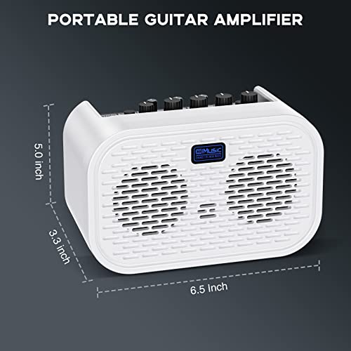 LEKATO Mini Guitar Amp, 10W Rechargeable Electric Guitar Amp, Clean, Distortion, Delay, Three-Band EQ, Gain Regulation, Bluetooth Portable Guitar Amp for Daily Practice