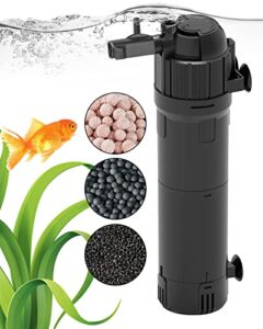 aquamiracle aquarium filter true 3-stage filtration fish tank filters turtle filter internal power filter with aeration/rainfall modes for 40-120 gallon aquariums, flow rate and direction adjustable