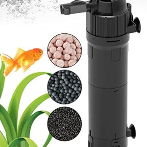 AquaMiracle Aquarium Filter True 3-Stage Filtration Fish Tank Filters Turtle Filter Internal Power Filter with Aeration/Rainfall Modes for 40-120 Gallon Aquariums, Flow Rate and Direction Adjustable