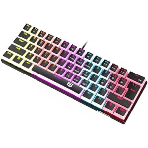 bengoo mechanical gaming keyboard, 60% rainbow led backlit compact keyboard with 61 keys and blue switches,mini wired keyboard with 21 anti-ghosting keys for computer gamer pc mac(black)