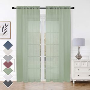 aiyufeng sheer bedroom curtains 2 panel sets 84" inch length - transparent light weight soft sage window treatment panels for study room/living room/guest room, per panel w40 x l84 inches