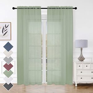 Aiyufeng Sheer Bedroom Curtains 2 Panel Sets 84" Inch Length - Transparent Light Weight Soft Sage Window Treatment Panels for Study Room/Living Room/Guest Room, Per Panel W40 X L84 inches