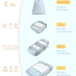 Packing Cubes for Suitcases, BAGSMART 7 Set Packing Cubes for Travel Essentials, Lightweight Luggage Suitcase Organizer Bags Set with Shoe Bag, Keep Shape Travel Cubes for Packing