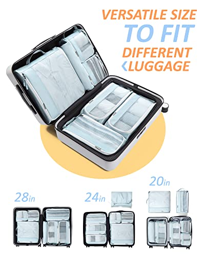 Packing Cubes for Suitcases, BAGSMART 7 Set Packing Cubes for Travel Essentials, Lightweight Luggage Suitcase Organizer Bags Set with Shoe Bag, Keep Shape Travel Cubes for Packing