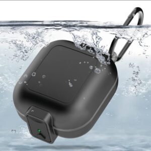 (with secure lock) ipx68 waterproof case for samsung galaxy buds2 pro case (2022)/ galaxy buds pro case(2021)/ galaxy buds 2 case (2021)/ galaxy buds live case (2020) hard pc protective case (black)