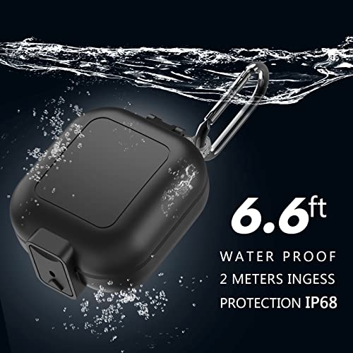 (with Secure Lock) IPX68 Waterproof Case for Samsung Galaxy Buds2 Pro Case (2022)/ Galaxy Buds Pro Case(2021)/ Galaxy Buds 2 Case (2021)/ Galaxy Buds Live Case (2020) Hard PC Protective Case (Black)