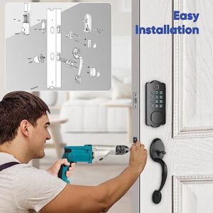 Front Door Lock Set, ADIUIVE Fingerprint Keyless Entry Door Lock with Handle, Smart Locks for Front Door, Electronic Keypad Door Lock Work with App Control Auto Lock（Keypad+Fingerprint+Key+IC+APP）